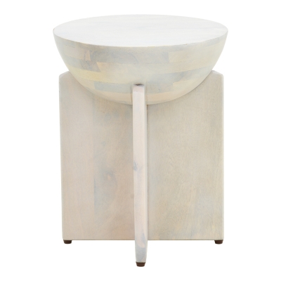 Βοηθητικό τραπέζι Jenby pakoworld μασίφ μάνγκο ξύλο λευκό Φ40x50εκ