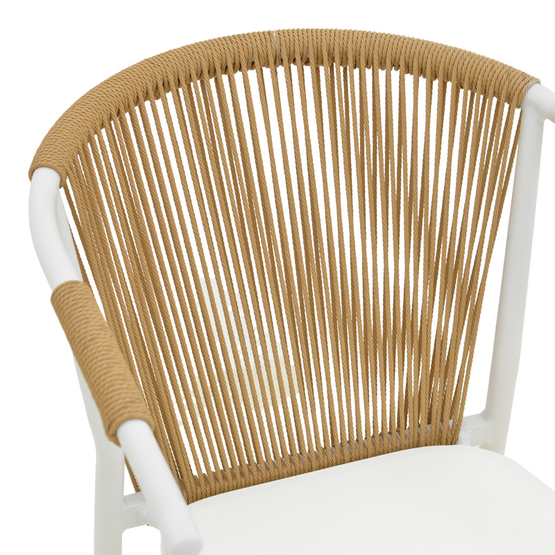 Πολυθρόνα στοιβαζόμενη Convince pakoworld αλουμίνιο λευκό σκελετό-textilene-pe rattan σε φυσική απόχρωση 56x63x82εκ