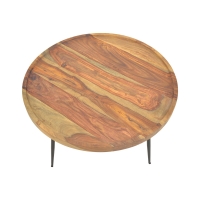 Τραπέζι σαλονιού Tavolo pakoworld μασιφ ξύλο sheesham σε καρυδί απόχρωση με μαύρα μεταλλικά πόδια Φ75x39εκ Τραπέζι σαλονιού Tavolo pakoworld μασιφ ξύλο sheesham σε καρυδί απόχρωση με μαύρα μεταλλικά πόδια Φ75x39εκ