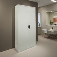 Ντουλάπα Zogi pakoworld μέταλλο με χώρισμα σε απόχρωση ανοιχτό γκρι 90x45x180εκ