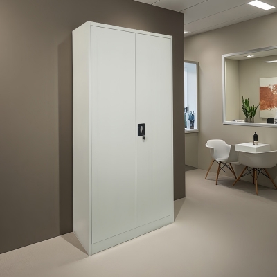 Ντουλάπα Zogi pakoworld μέταλλο με χώρισμα σε απόχρωση ανοιχτό γκρι 90x45x180εκ