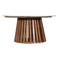 Τραπέζι σαλονιού Mable pakoworld μασίφ ξύλο ακακίας σε φυσική απόχρωση και επιφάνεια μαρμάρου Φ100x45εκ