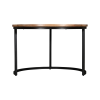 Τραπέζι σαλονιού Frina pakoworld σετ 3τεμ μασίφ mango ξύλο σε φυσική απόχρωση με πόδι μαύρο μέταλλο