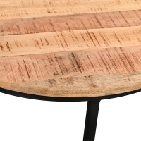 Τραπέζι σαλονιού Frina pakoworld σετ 3τεμ μασίφ mango ξύλο σε φυσική απόχρωση με πόδι μαύρο μέταλλο