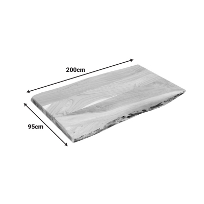 Επιφάνεια τραπεζιού Pozier pakoworld μασίφ ξύλο ακακίας σε φυσική απόχρωση 200x95x4εκ