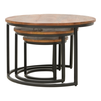 Τραπέζι σαλονιού Frina pakoworld σετ 3τεμ mango ξύλο σε καρυδί απόχρωση με πόδι μαύρο μέταλλο Τραπέζι σαλονιού Frina pakoworld σετ 3τεμ mango ξύλο σε καρυδί απόχρωση με πόδι μαύρο μέταλλο