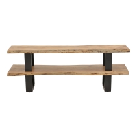 Έπιπλο τηλεόρασης Fuji pakoworld μασίφ ξύλο ακακίας σε φυσική απόχρωση με μαύρα μεταλλικά πόδια 140x40x52εκ