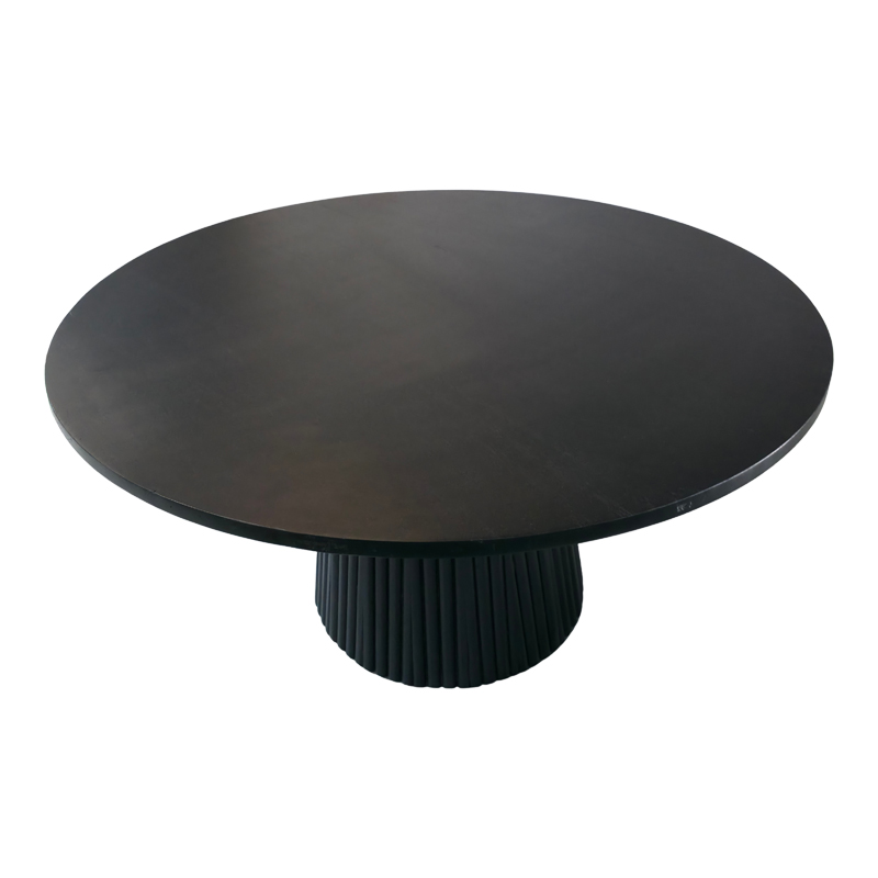 Τραπέζι σαλονιού Canicule I pakoworld μασίφ ξύλο ακακίας σε μαύρη απόχρωση Φ80x40εκ