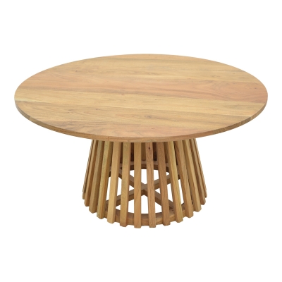 Τραπέζι σαλονιού Radiane pakoworld μασίφ ξύλο ακακίας σε φυσική απόχρωση Φ80x40εκ