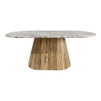 Τραπεζι σαλονιού Aithra pakoworld μασίφ ξύλο μάνγκο σε φυσική απόχρωση με επιφάνεια μαρμάρου 120x60x45εκ.