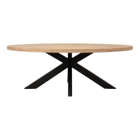 Τραπεζι Jenma pakoworld μασίφ mango ξύλο σε φυσική απόχρωση-πόδι μαύρο μέταλλο 200x100x76εκ