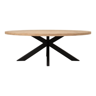 Τραπεζι Jenma pakoworld μασίφ mango ξύλο σε φυσική απόχρωση-πόδι μαύρο μέταλλο 200x100x76εκ