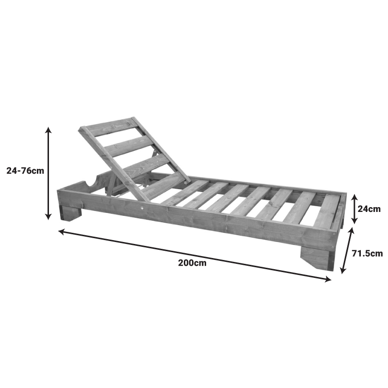 Ξαπλώστρα Fendy pakoworld ξύλο ελάτου σε καρυδί απόχρωση 71.5x200x24εκ