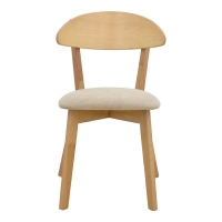 Καρέκλα Canon pakoworld rubberwood σε φυσική απόχρωση με γκρι μπεζ ύφασμα 43x43x79.5εκ