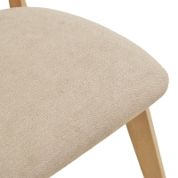 Καρέκλα Canon pakoworld rubberwood σε φυσική απόχρωση με γκρι μπεζ ύφασμα 43x43x79.5εκ