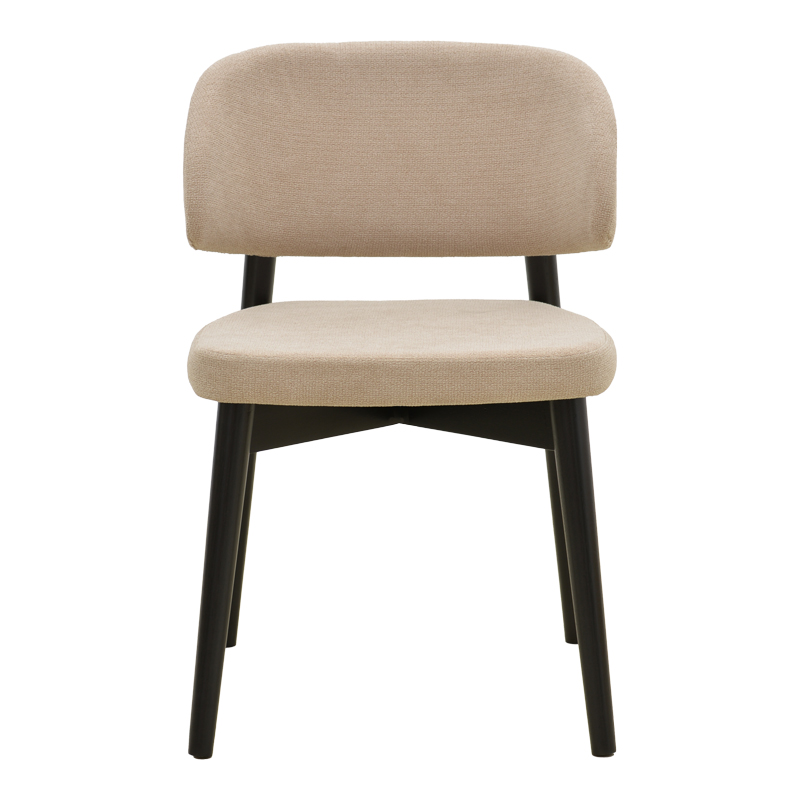 Καρέκλα Siena pakoworld μπεζ ύφασμα μαύρο rubberwood 48x50x81εκ