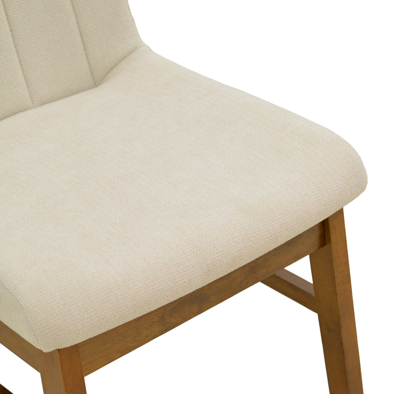 Καρέκλα Dalby pakoworld εκρού ύφασμα καρυδί rubberwood 50x45x85,5εκ