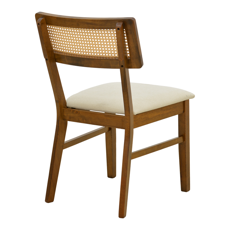 Καρέκλα Raffles pakoworld καρυδί rubberwood με pe rattan και εκρού ύφασμα 47x48x83.5εκ Καρέκλα Raffles pakoworld καρυδί rubberwood με pe rattan και εκρού ύφασμα 47x48x83.5εκ