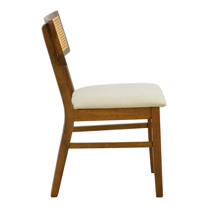 Καρέκλα Raffles pakoworld καρυδί rubberwood με pe rattan και εκρού ύφασμα 47x48x83.5εκ Καρέκλα Raffles pakoworld καρυδί rubberwood με pe rattan και εκρού ύφασμα 47x48x83.5εκ