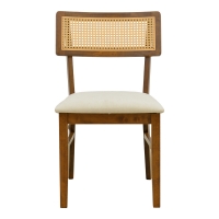 Καρέκλα Raffles pakoworld καρυδί rubberwood με pe rattan και εκρού ύφασμα 47x48x83.5εκ Καρέκλα Raffles pakoworld καρυδί rubberwood με pe rattan και εκρού ύφασμα 47x48x83.5εκ