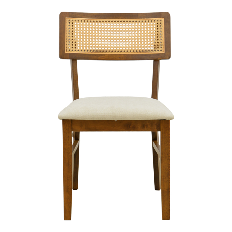 Καρέκλα Raffles pakoworld καρυδί rubberwood με pe rattan και εκρού ύφασμα 47x48x83.5εκ Καρέκλα Raffles pakoworld καρυδί rubberwood με pe rattan και εκρού ύφασμα 47x48x83.5εκ