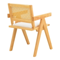 Πολυθρόνα Winslow pakoworld rubberwood σε φυσική απόχρωση-ύφασμα λευκό 51x54x80εκ