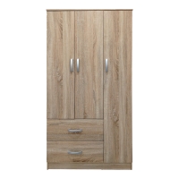 Ντουλάπα τρίφυλλη με 2 συρτάρια Lego pakoworld σε sonoma απόχρωση 90x42x180εκ