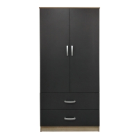 Ντουλάπα δίφυλλη με 2 συρτάρια Lego pakoworld σε sonoma-ανθρακί απόχρωση 80x42x180εκ