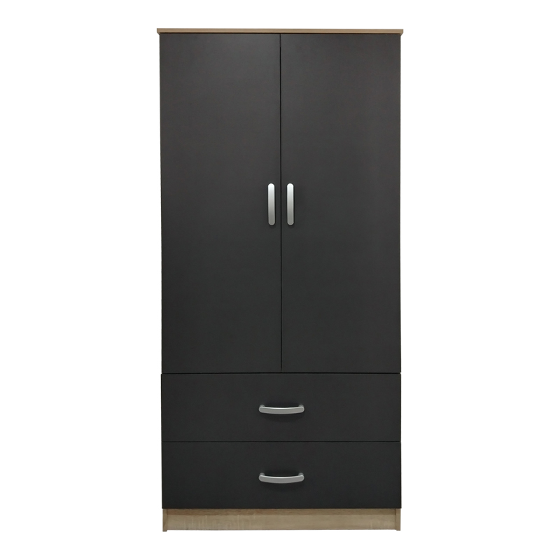 Ντουλάπα δίφυλλη με 2 συρτάρια Lego pakoworld σε sonoma-ανθρακί απόχρωση 80x42x180εκ