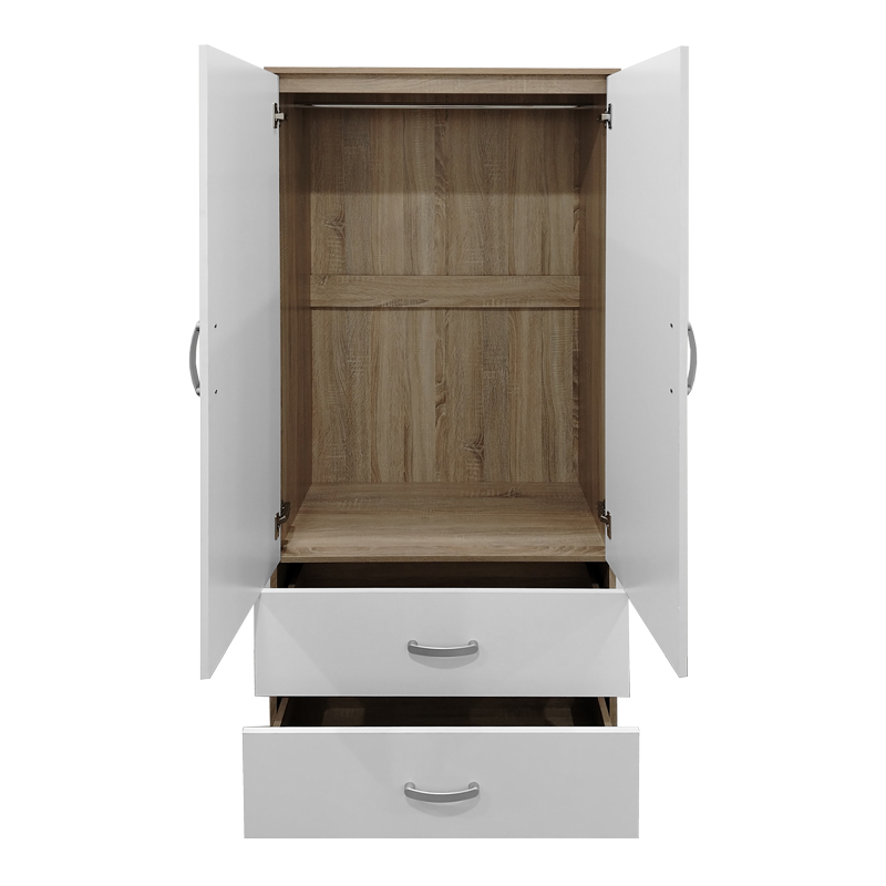 Ντουλάπα δίφυλλη με 2 συρτάρια Lego pakoworld σε sonoma-λευκή απόχρωση 80x42x180εκ