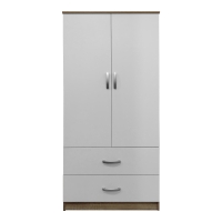 Ντουλάπα δίφυλλη με 2 συρτάρια Lego pakoworld σε sonoma-λευκή απόχρωση 80x42x180εκ