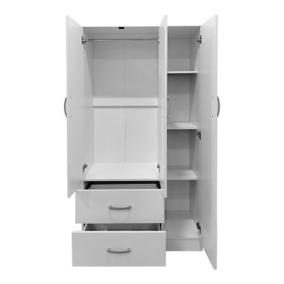 Ντουλάπα τρίφυλλη με 2 συρτάρια και πατάρι Lego pakoworld σε λευκή απόχρωση 90x42x240εκ Ντουλάπα τρίφυλλη με 2 συρτάρια και πατάρι Lego pakoworld σε λευκή απόχρωση 90x42x240εκ