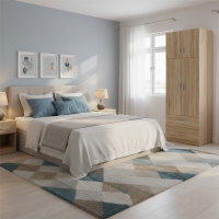 Ντουλάπα δίφυλλη με 2 συρτάρια και πατάρι Lego pakoworld σε oak απόχρωση 80x42x240εκ Ντουλάπα δίφυλλη με 2 συρτάρια και πατάρι Lego pakoworld σε oak απόχρωση 80x42x240εκ