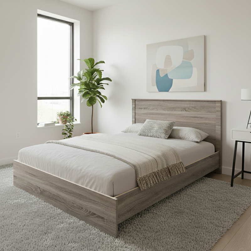 Κρεβάτι Athos pakoworld σε sonoma απόχρωση 140x200εκ