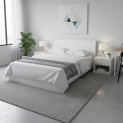 Κρεβάτι Athos pakoworld σε λευκή απόχρωση 160x200εκ