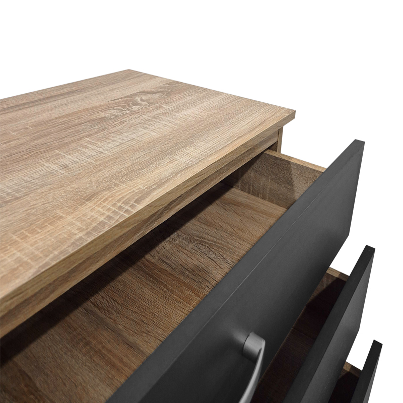 Συρταριέρα Athos pakoworld σε sonoma-ανθρακί απόχρωση 80x40x79εκ