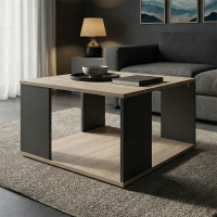 Τραπέζι σαλονιού Zelegan pakoworld sonoma-ανθρακί 60x60x39εκ