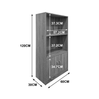Βιβλιοθήκη Tekaro pakoworld λευκή 60x30x120εκ
