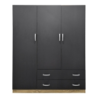 Ντουλάπα τρίφυλλη με 2 συρτάρια Alvia pakoworld sonoma-ανθρακί 150x51x180εκ