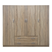 Ντουλάπα τετράφυλλη με 2 συρτάρια Alvia pakoworld sonoma 200x51x180εκ