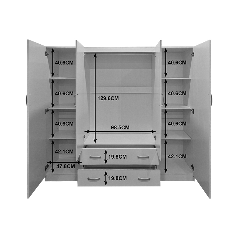 Ντουλάπα τετράφυλλη με 2 συρτάρια Alvia pakoworld sonoma 200x51x180εκ