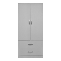 Ντουλάπα δίφυλλη με 2 συρτάρια Alvia pakoworld λευκή 80x51.5x180εκ