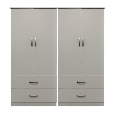 Ντουλάπα τετράφυλλη με συρτάρια Lego pakoworld λευκή 160x42x180εκ