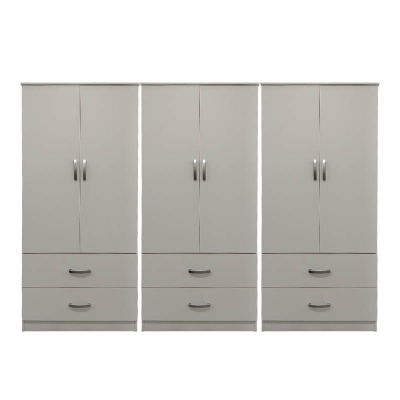 Ντουλάπα εξάφυλλη με συρτάρια Lego pakoworld λευκή 240x42x180εκ