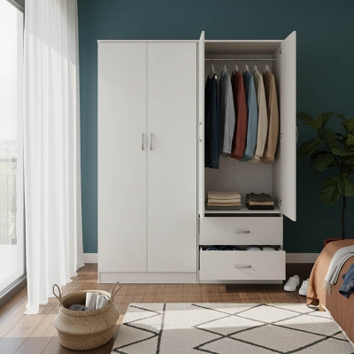 Ντουλάπα τετράφυλλη Lego pakoworld λευκή 160x42x180εκ