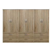 Ντουλάπα εξάφυλλη με συρτάρια Lego pakoworld sonoma 240x42x180εκ