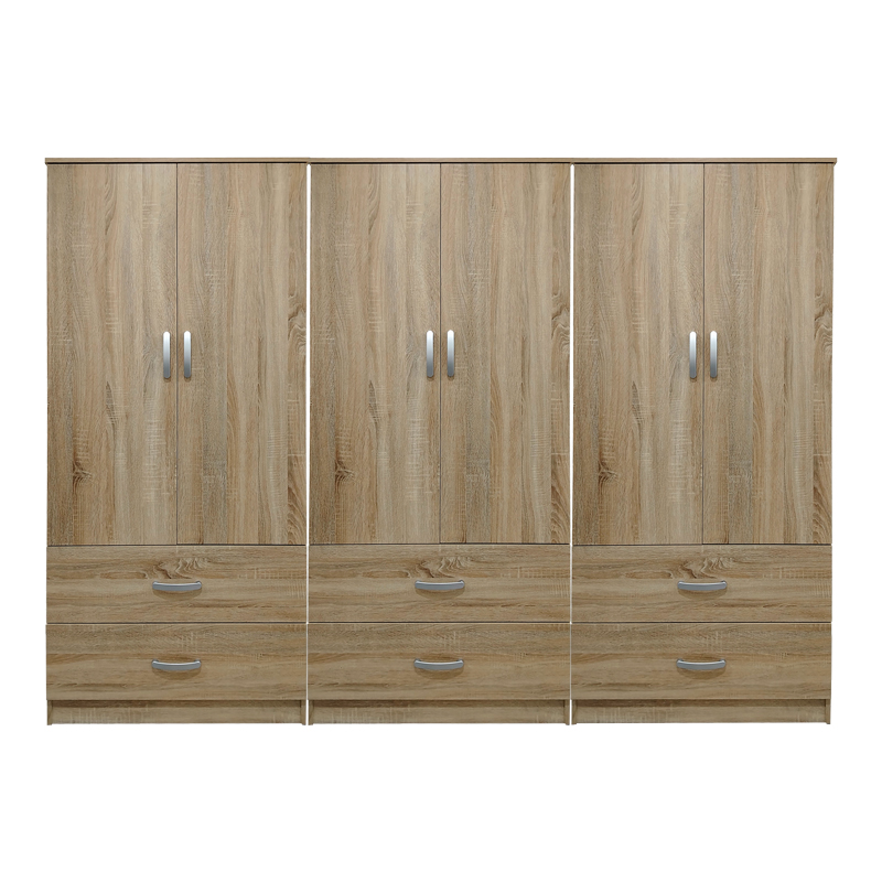 Ντουλάπα εξάφυλλη με συρτάρια Lego pakoworld sonoma 240x42x180εκ