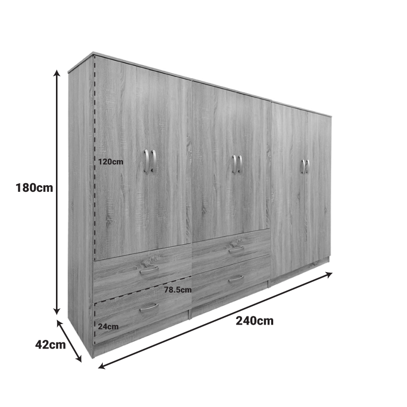 Ντουλάπα εξάφυλλη Lego pakoworld sonoma 240x42x180εκ