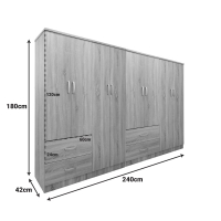 Ντουλάπα οχτάφυλλη Lego pakoworld sonoma 241x42x181εκ Ντουλάπα οχτάφυλλη Lego pakoworld sonoma 241x42x181εκ