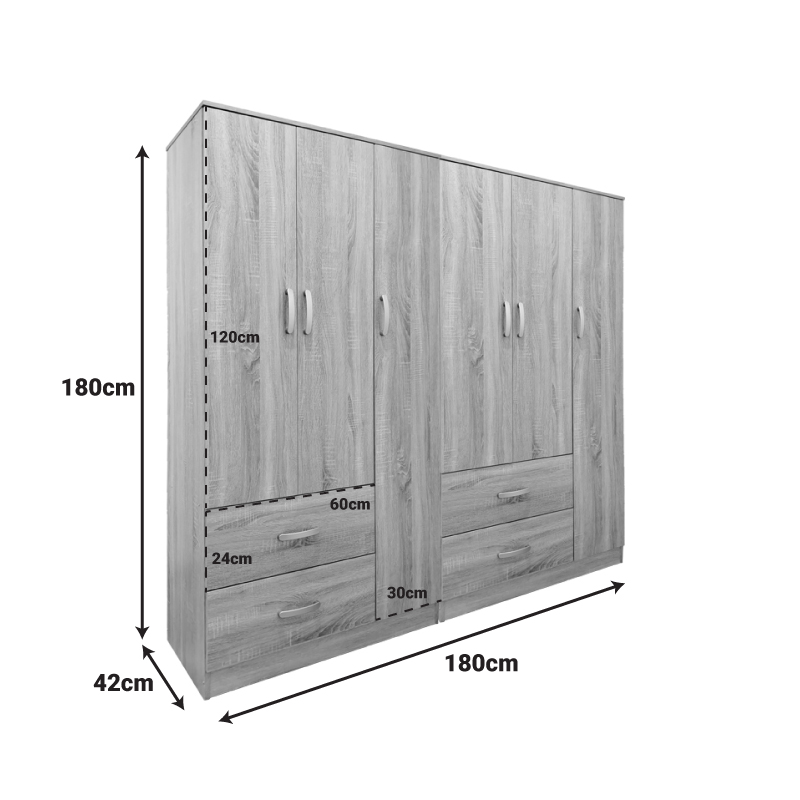 Ντουλάπα εξάφυλλη Lego pakoworld sonoma 180x42x180εκ Ντουλάπα εξάφυλλη Lego pakoworld sonoma 180x42x180εκ